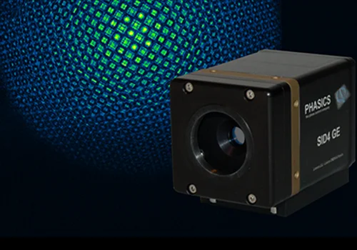Phasics quadriwave lateral shearing interferometer called SID4 wavefront sensor with an interferogram in the background