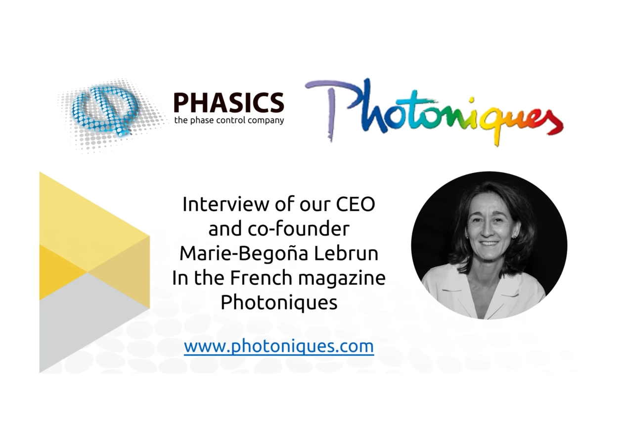Image showing a picture of Marie-Begoña Lebrun, CEO and co-founder of Phasics. She was interviewed by photoniques magazine