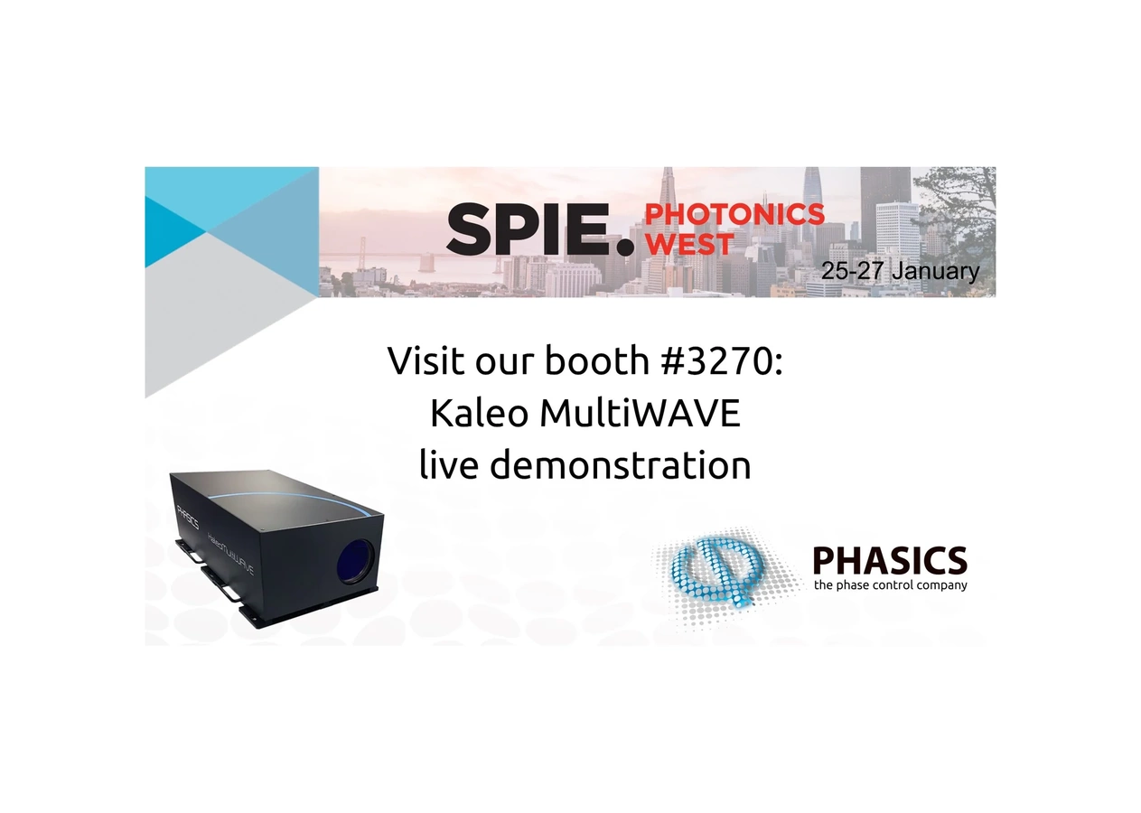 invitation to visit Phasics Booth #3270 at Photonics West with live demonstrations of Kaleo MultiWAVE