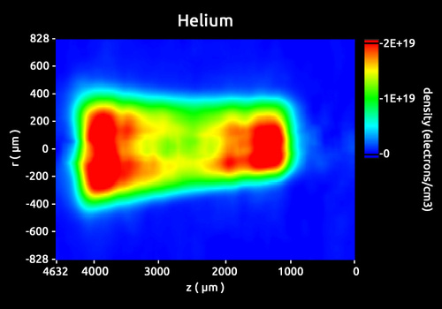 Electron density map of a helium gas jet measured  with a visible SID4-HR wavefront sensor