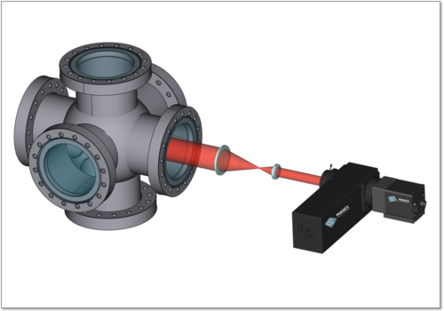 a vacuum chamber a SID4 HR wavefront sensor and R-cube illumination module illuminating performing TVAC wavefront testing