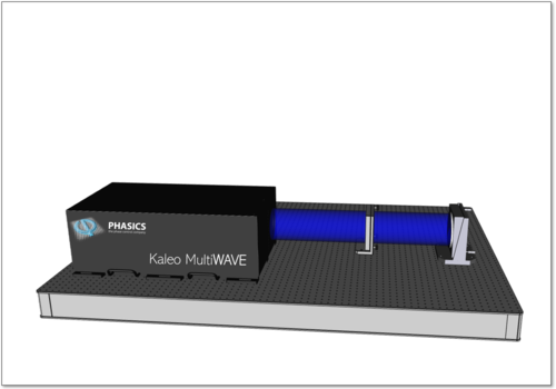 3D drawing of a setup to characterize an optical filter with Kaleo MultiWAVE optics testing station