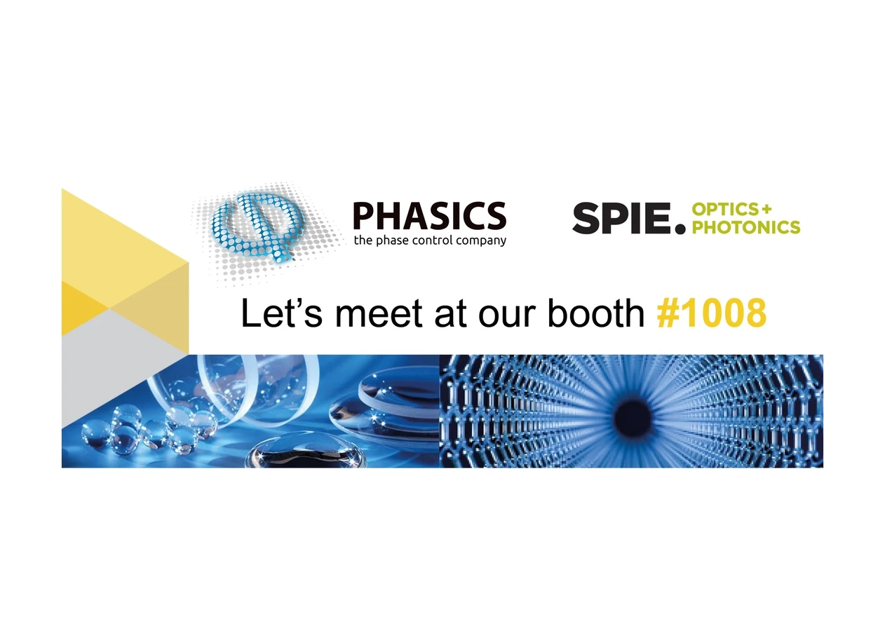 image inviting people to Phasics booth #1008 during SPIE Optics + photonics
